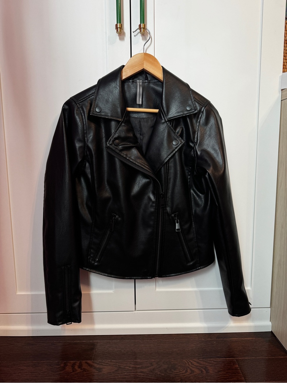 Anthropologie Black Faux Leather Moto Jacket - Womens M